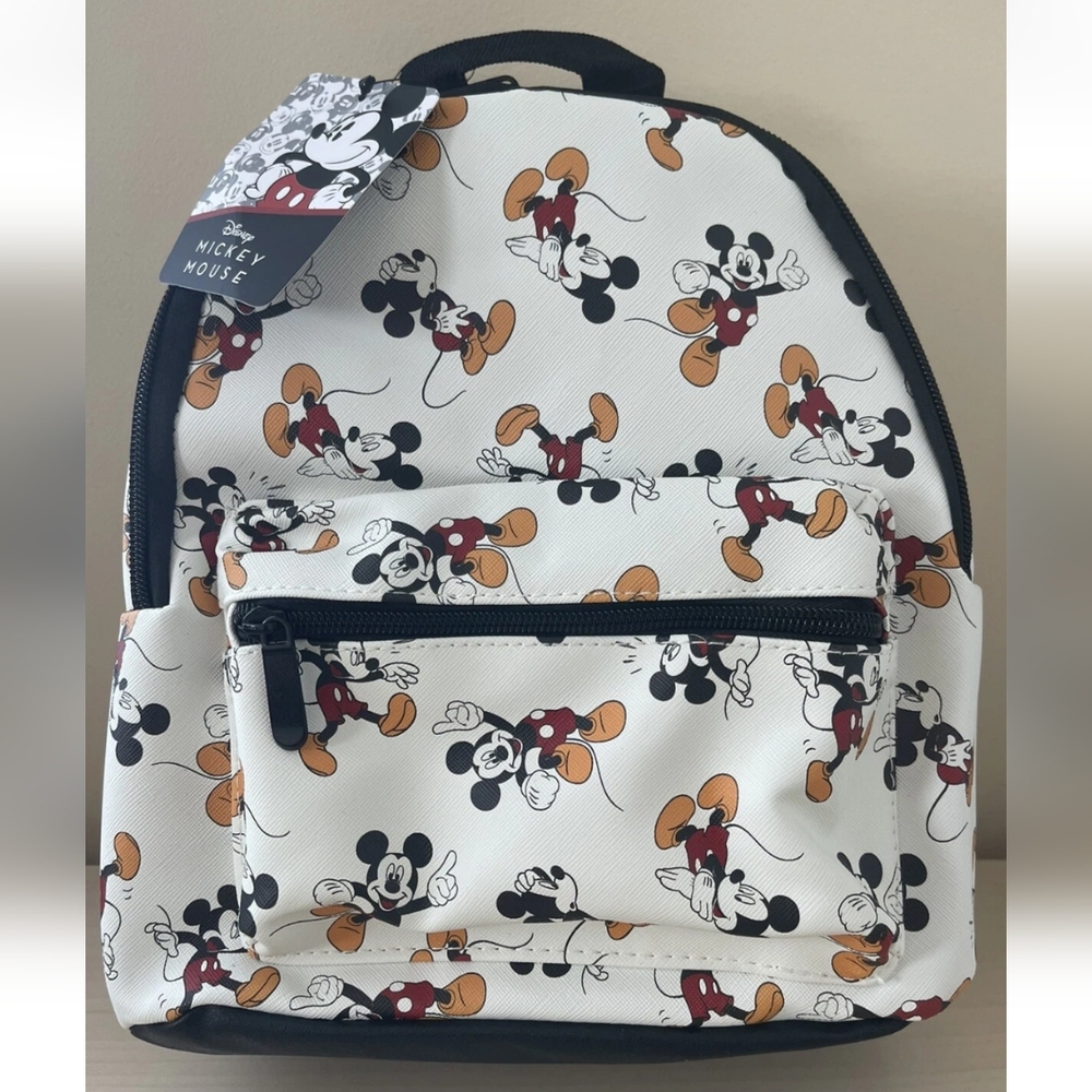 Bioworld Disney MINI Backpack Multi-Color MICKEY MOUSE Print White 11" x 9"